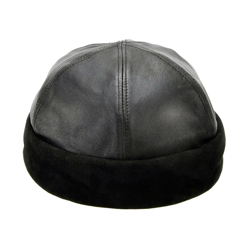 Bonnet Miki Breton en Cuir noir SEEBERGER