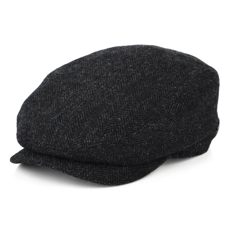 Casquette Plate en Laine à Chevrons gris foncé STETSON
