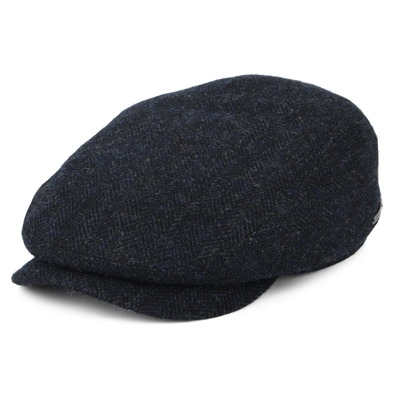 Casquette Plate en Laine à Chevrons bleu marine STETSON