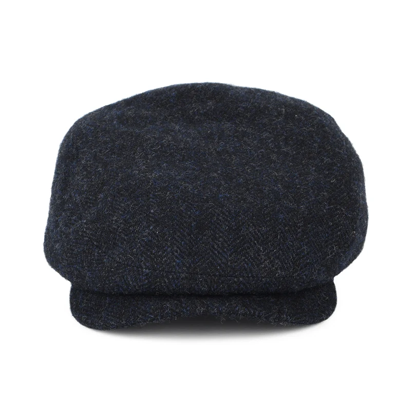 Casquette Plate en Laine à Chevrons bleu marine STETSON