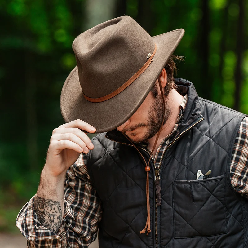 Chapeau Australien Déformable en Laine Feutrée Hydrofuge Avec Protège-Oreilles khaki SCALA