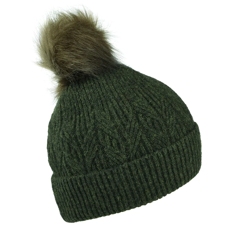 Bonnet à Pompon en Fausse Fourrure Alice olive FAILSWORTH