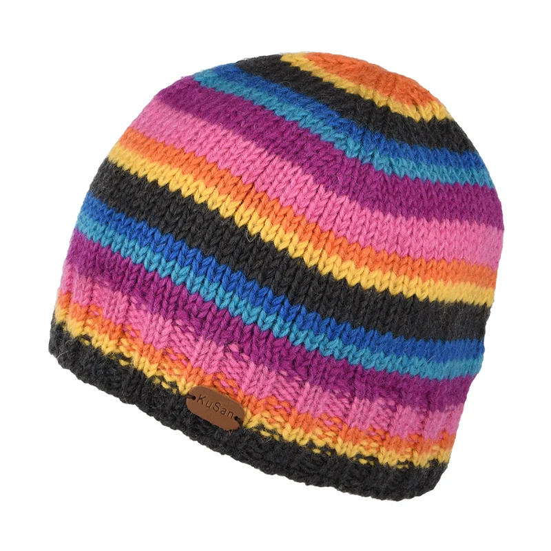 Bonnet à Rayures Brooklyn gris-rose KUSAN