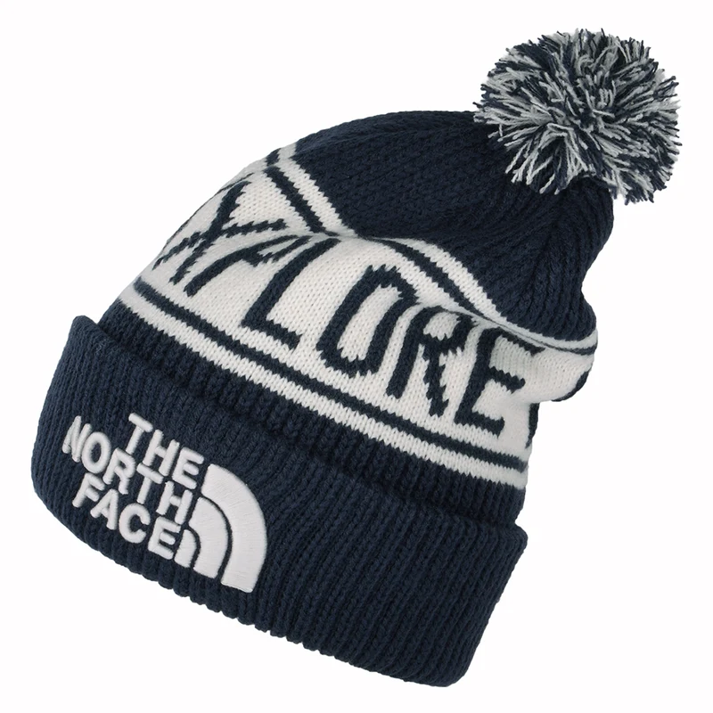 Bonnet à Pompon Retro TNF bleu marine-gris THE NORTH FACE