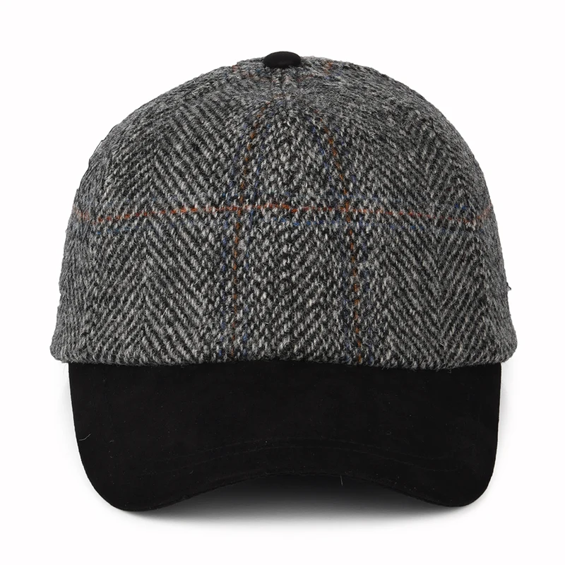 Casquette en HARRIS TWEED gris-noir FAILSWORTH