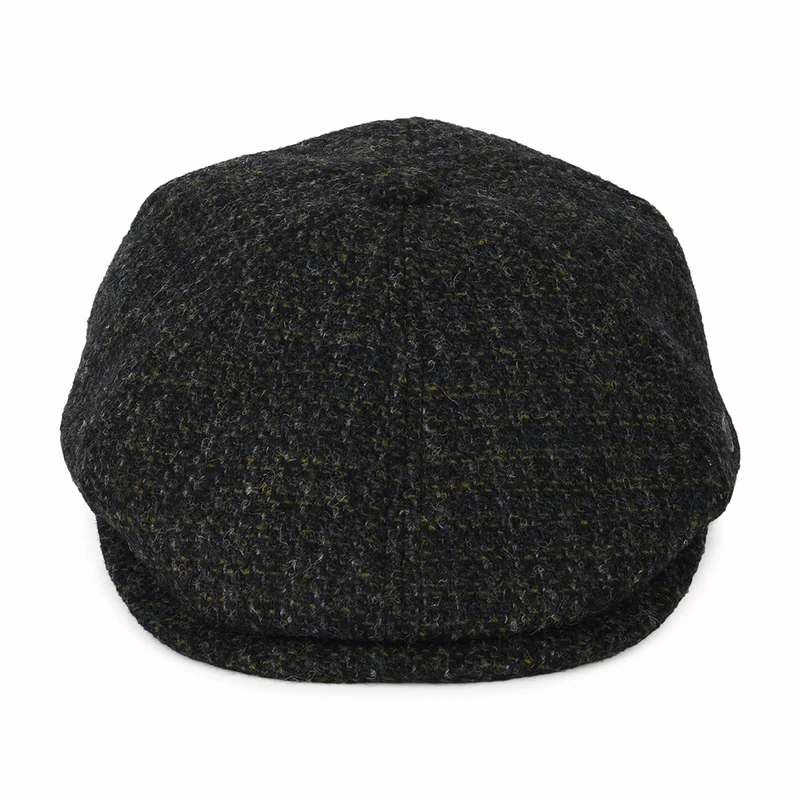 Casquette Gavroche en HARRIS TWEED à Carreaux Hudson anthracite FAILSWORTH