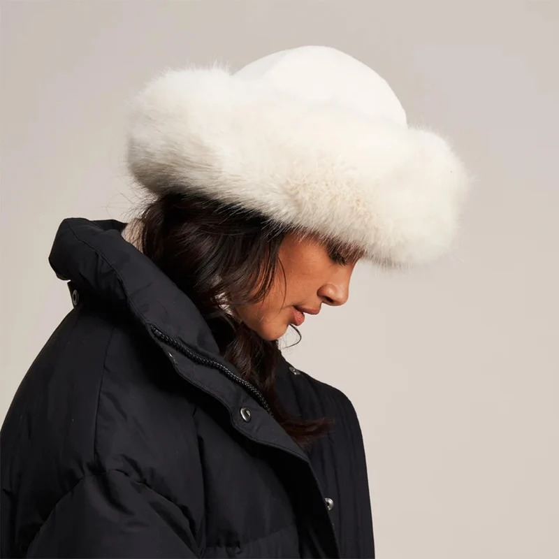 Chapeau Hiver en Fausse Fourrure ivoire HELEN MOORE