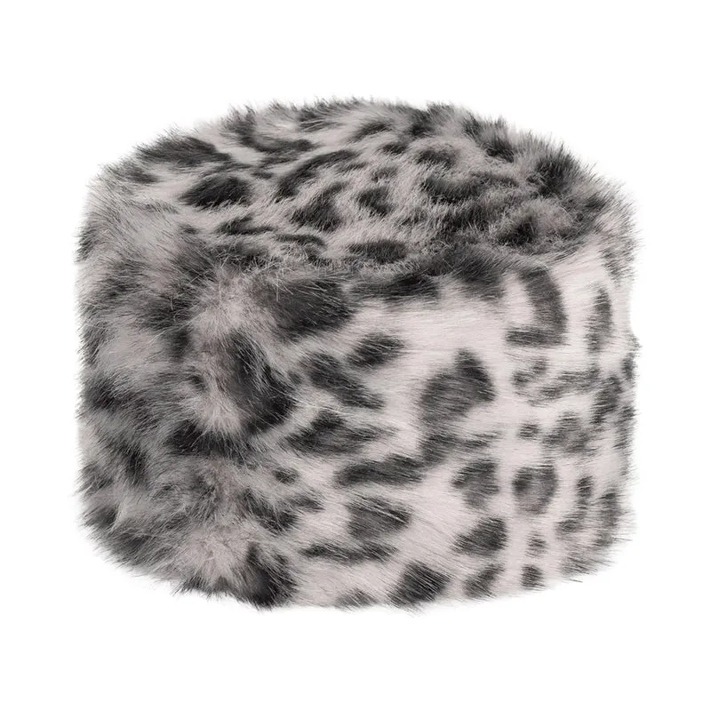 Chapeau Calot Femme Hiver en Fausse Fourrure léopard gris HELEN MOORE