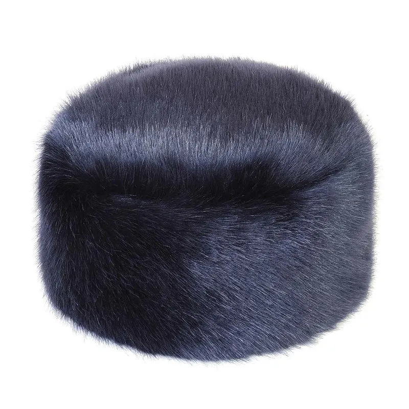 Chapeau Calot Femme Hiver en Fausse Fourrure bleu marine HELEN MOORE