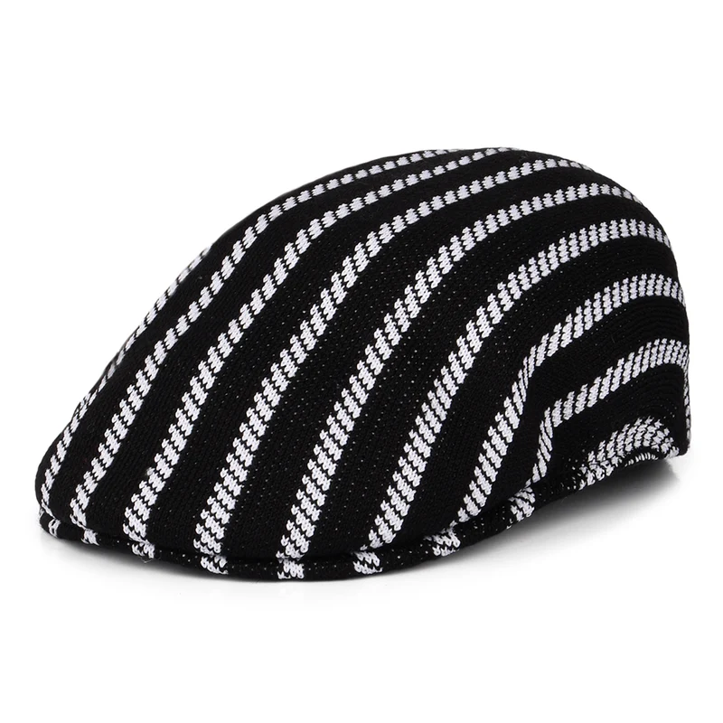 Casquette Plate Twist Stripe 504 noir-blanc KANGOL