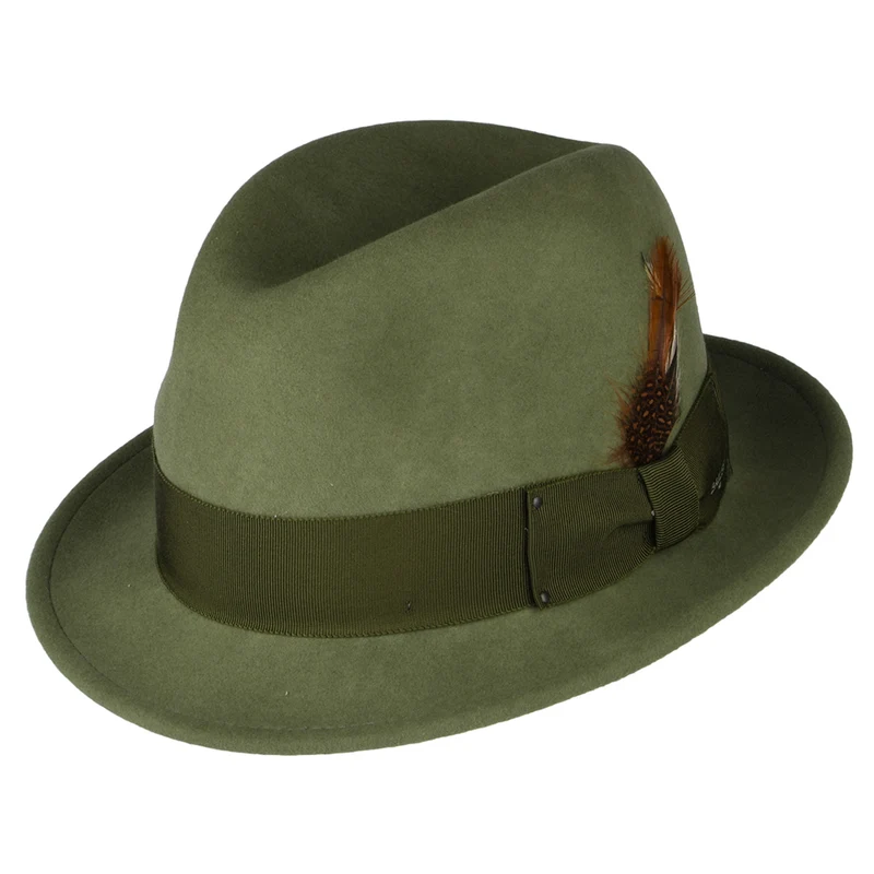 Chapeau Trilby en Laine Feutrée Déformable Hydrofuge Tino olive BAILEY