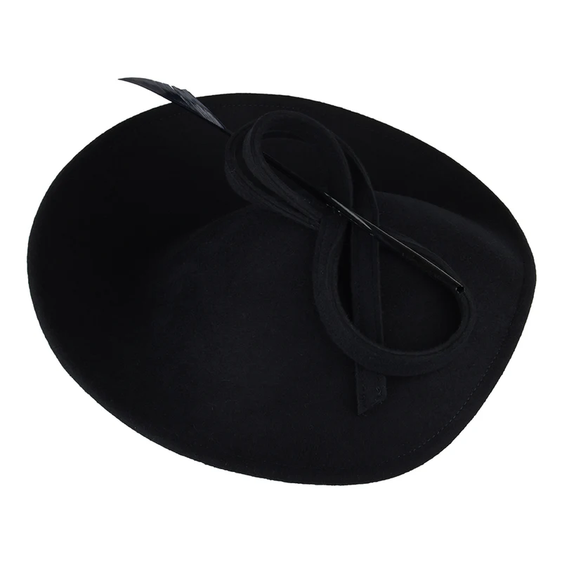 Chapeau Bibi Disque en Laine Athena bleu marine WHITELEY
