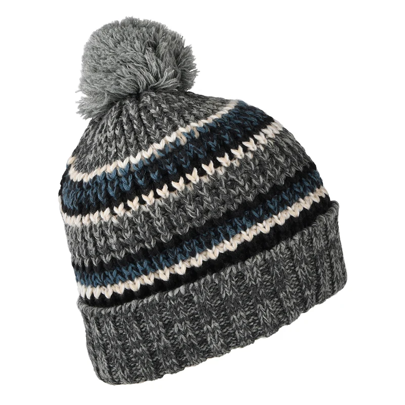 Bonnet à Pompon à Rayures Recyclé Goser gris chiné BARTS