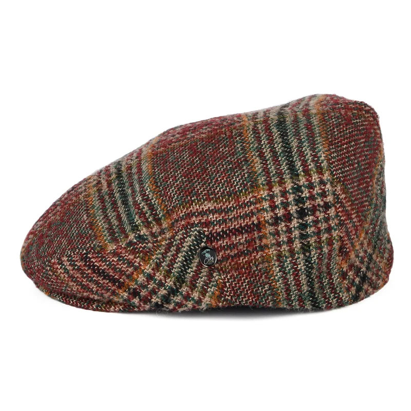 Casquette Plate Prince-de-Galles en Laine Vierge rouge-vert CITY SPORT
