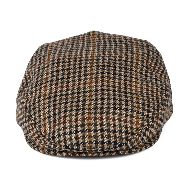 Casquette Plate Pied-de-Poule en Laine et Cachemire camel CITY SPORT