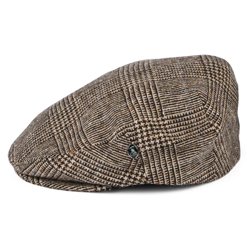 Casquette Plate en Tweed du Donegal Prince-de-Galles marron CITY SPORT