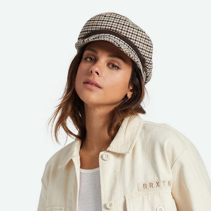 Casquette de Marin Pied-de-Poule sable-marron-orange BRIXTON
