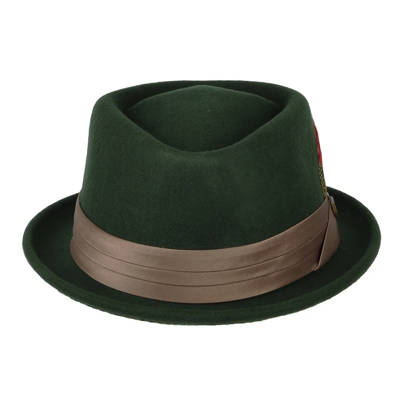 Chapeau Pork Pie en Laine Feutrée Stout mousse-bronze BRIXTON