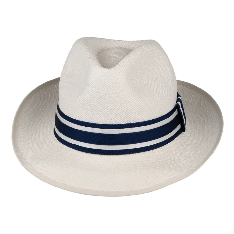 Chapeau Fedora Panama avec Bandeau à Rayures Ascot Striatus Preset décoloré CHRISTYS