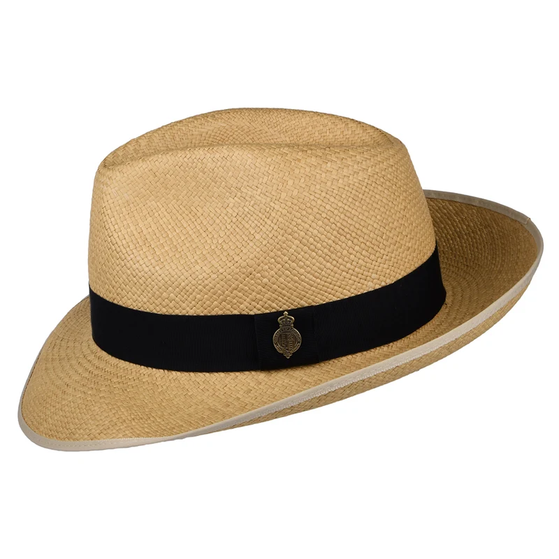 Chapeau Fedora Panama avec Bandeau bleu marine Classic Preset naturel CHRISTYS