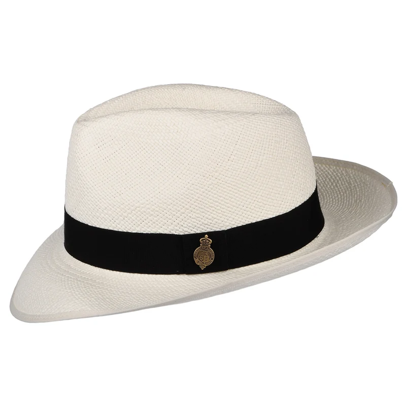 Chapeau Fedora Panama avec Bandeau noir Classic Preset décoloré CHRISTYS