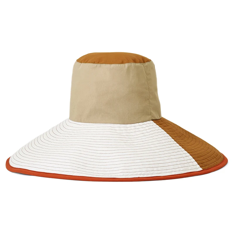 Chapeau Bob à Bord Large Pliable Maddie sable-marron-blanc BRIXTON