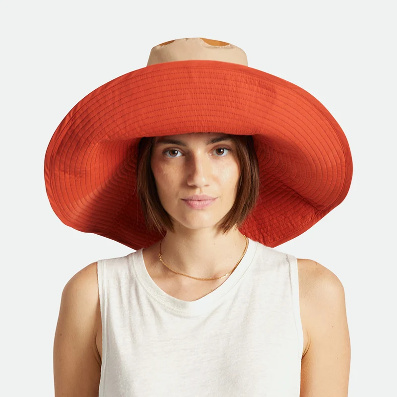 Chapeau Bob à Bord Large Pliable Maddie sable-marron-blanc BRIXTON