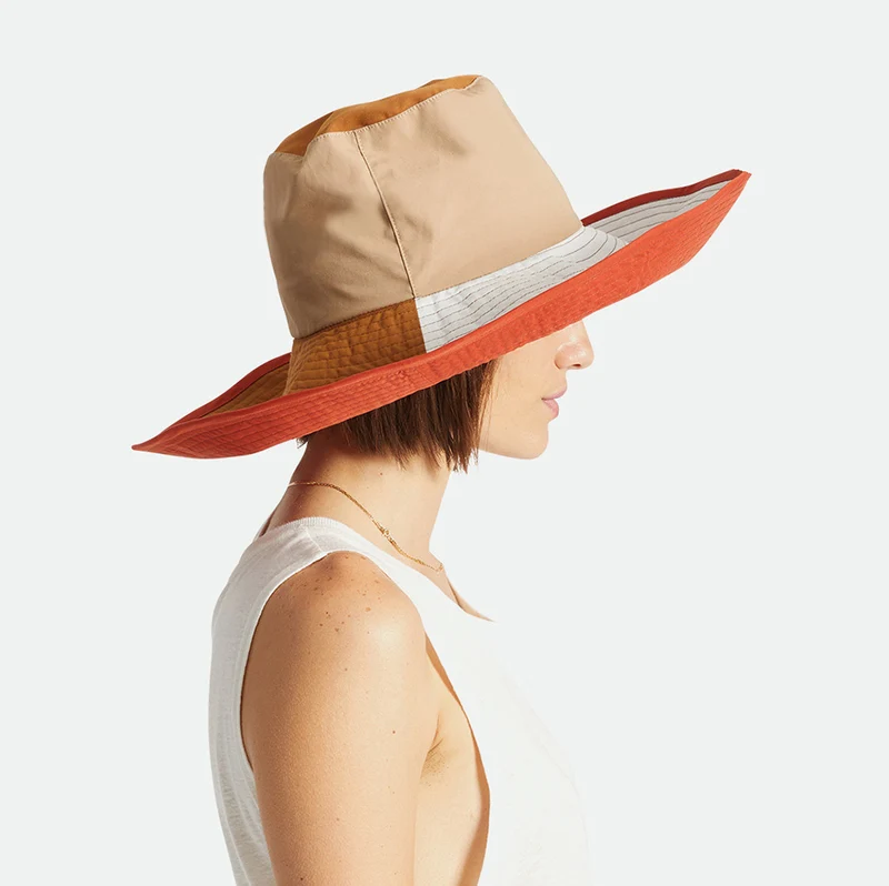 Chapeau Bob à Bord Large Pliable Maddie sable-marron-blanc BRIXTON