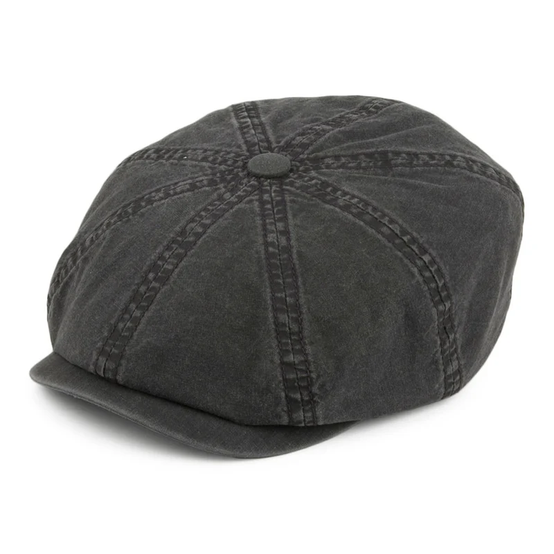 Casquette Gavroche en Coton Bio Délavé Hatteras noir STETSON