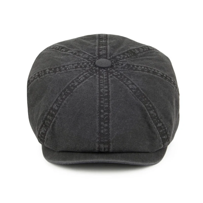 Casquette Gavroche en Coton Bio Délavé Hatteras noir STETSON