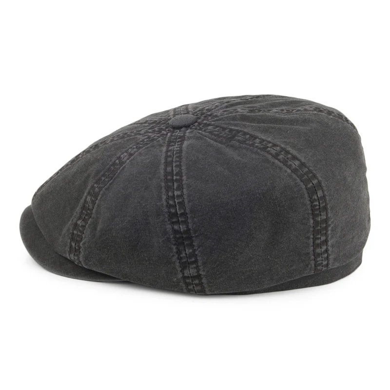 Casquette Gavroche en Coton Bio Délavé Hatteras noir STETSON