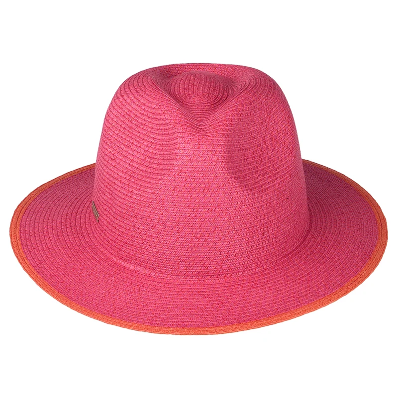Chapeau Fedora en Paille Toyo rose-orange SEEBERGER