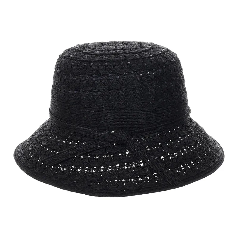 Chapeau Bob en Papier Tressé Sorina noir CAPPELLI