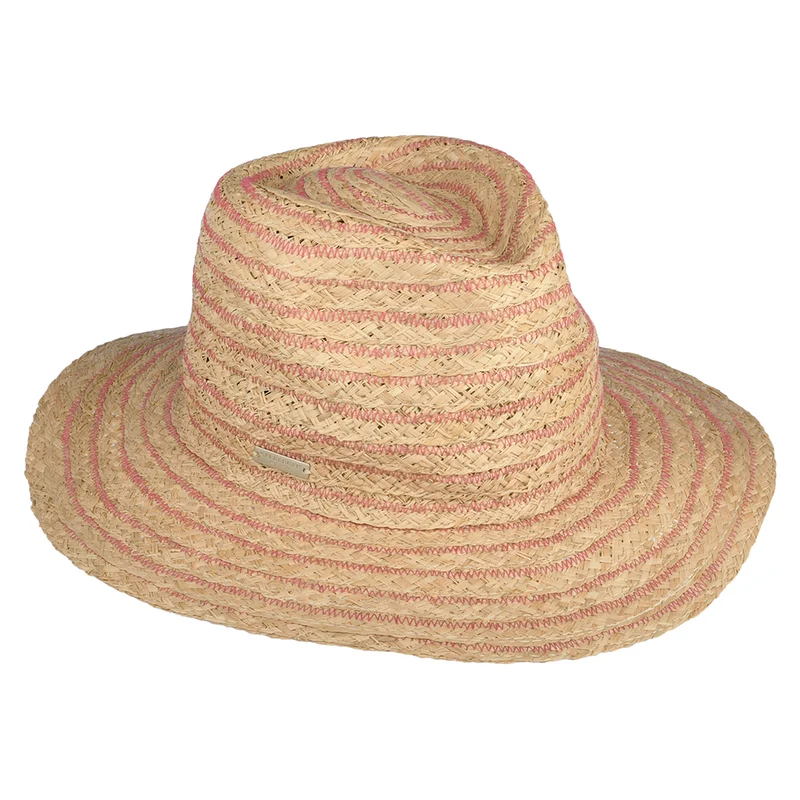 Chapeau Fedora en Raphia Déformable naturel-rose SEEBERGER
