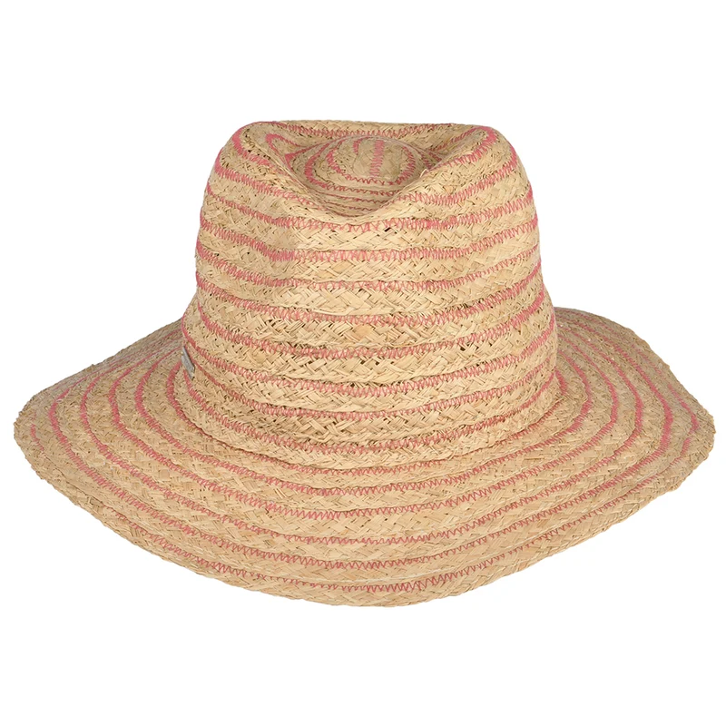 Chapeau Fedora en Raphia Déformable naturel-rose SEEBERGER