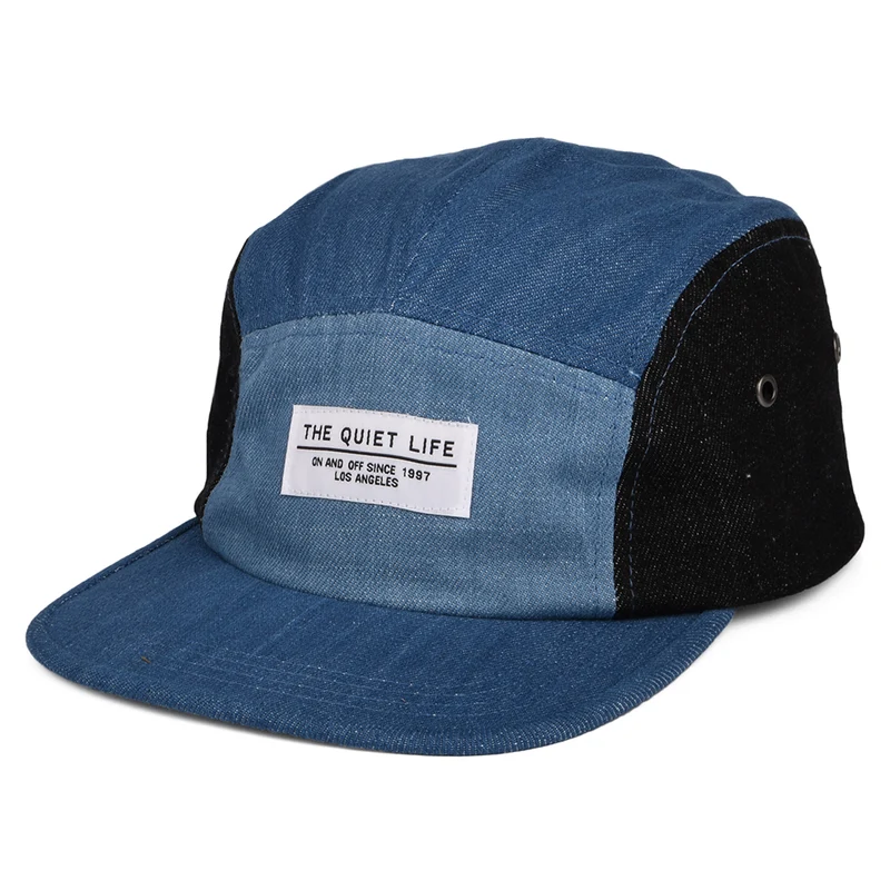 Casquette 5 Panel en Jean Patchwork denim-noir THE QUIET LIFE
