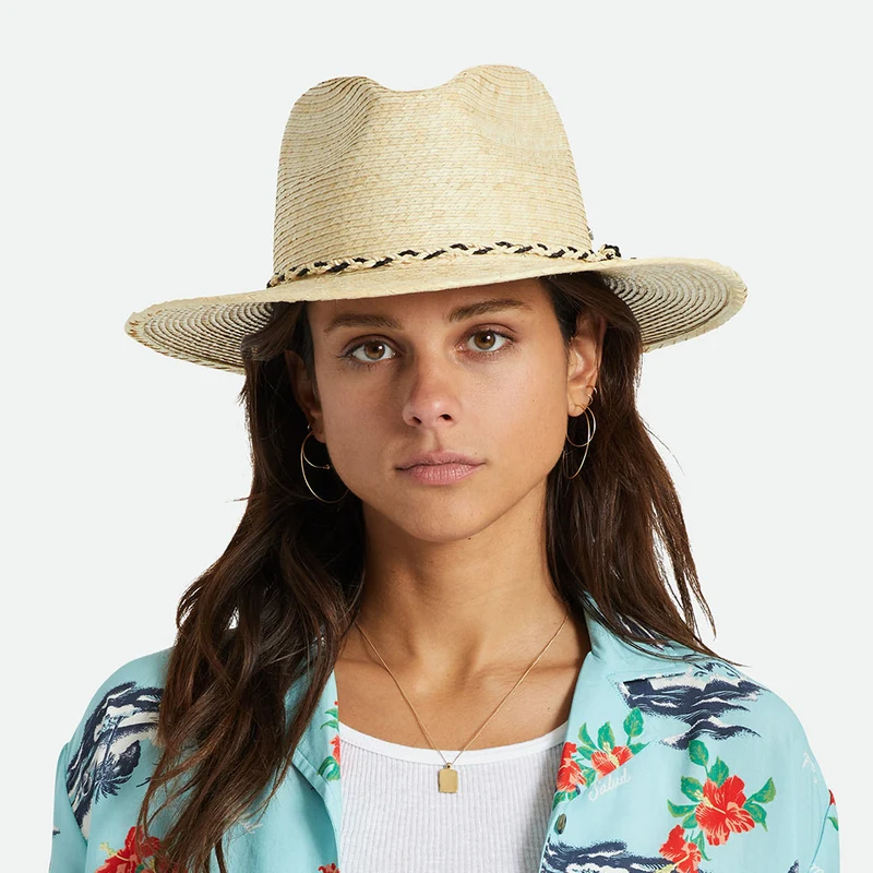 Chapeau Fedora en Paille Messer Western naturel BRIXTON
