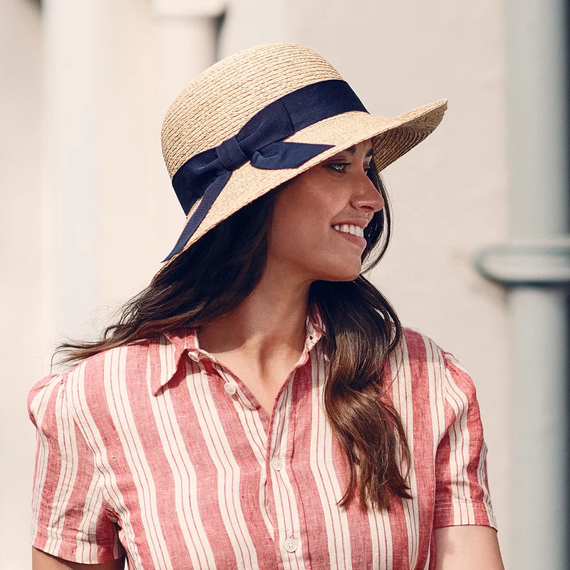 Chapeau Été en Paille Bronte naturel-bleu marine FAILSWORTH