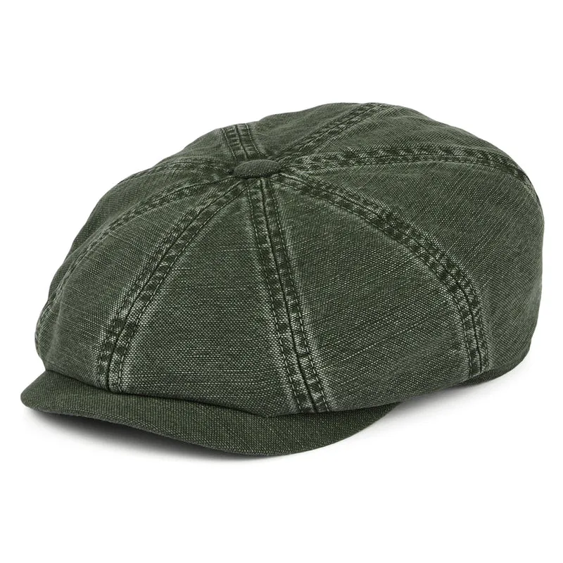 Casquette Gavroche en Coton et Lin Hatteras olive STETSON