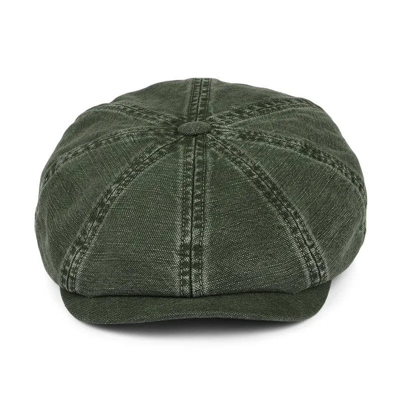 Casquette Gavroche en Coton et Lin Hatteras olive STETSON