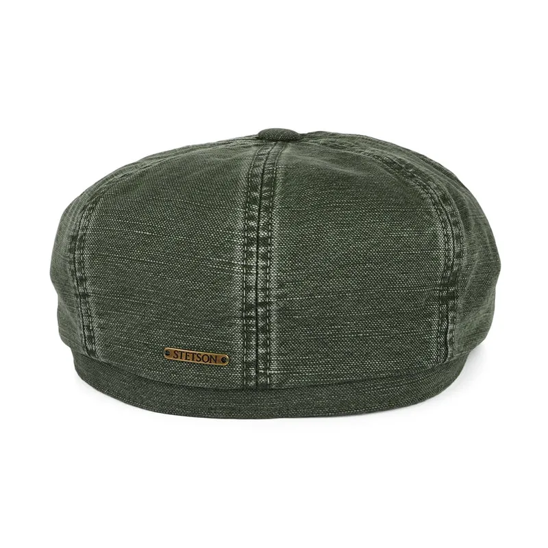 Casquette Gavroche en Coton et Lin Hatteras olive STETSON