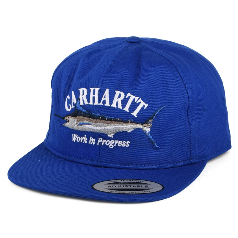 Casquette à Visière Plate en Coton Sergé Marlin bleu CARHARTT WIP