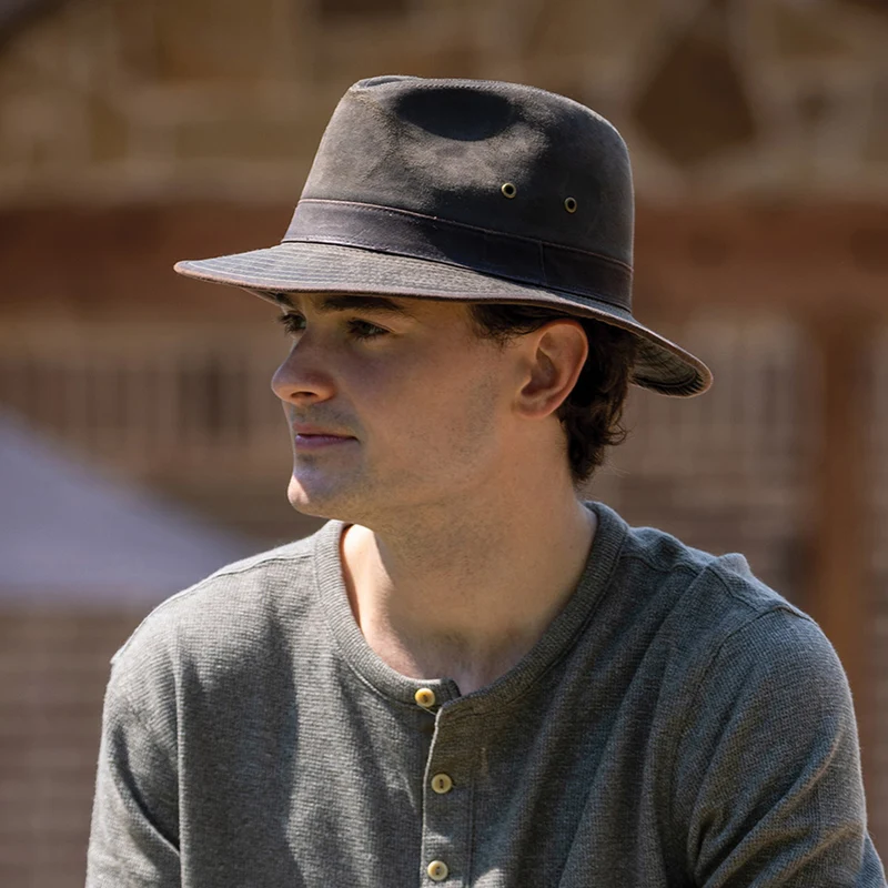 Chapeau Safari en Coton à Effet Usé loden DORFMAN PACIFIC