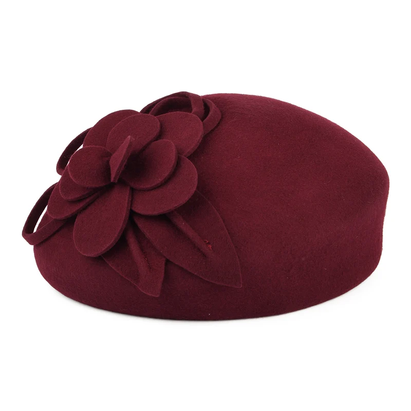 Béret Rigide en Laine Feutrée Marina vin FAILSWORTH