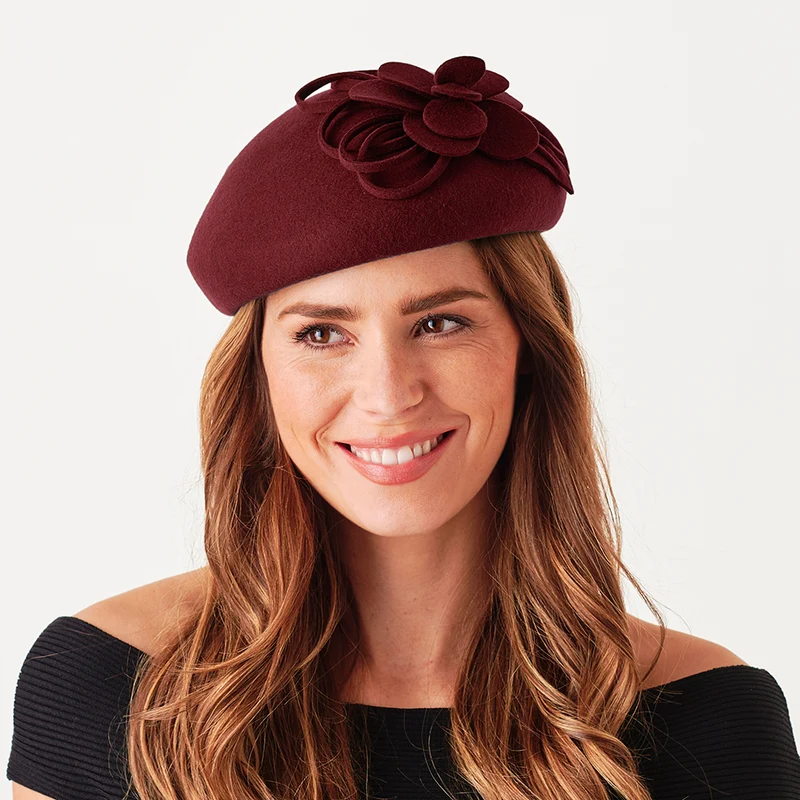 Béret Rigide en Laine Feutrée Marina vin FAILSWORTH