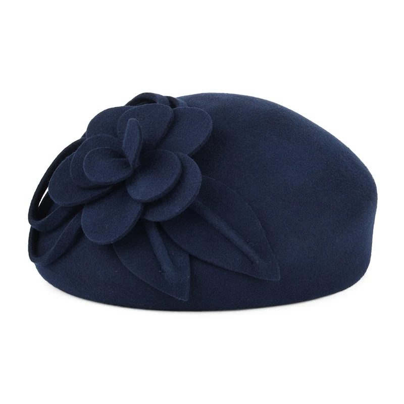 Béret Rigide en Laine Feutrée Marina bleu marine FAILSWORTH