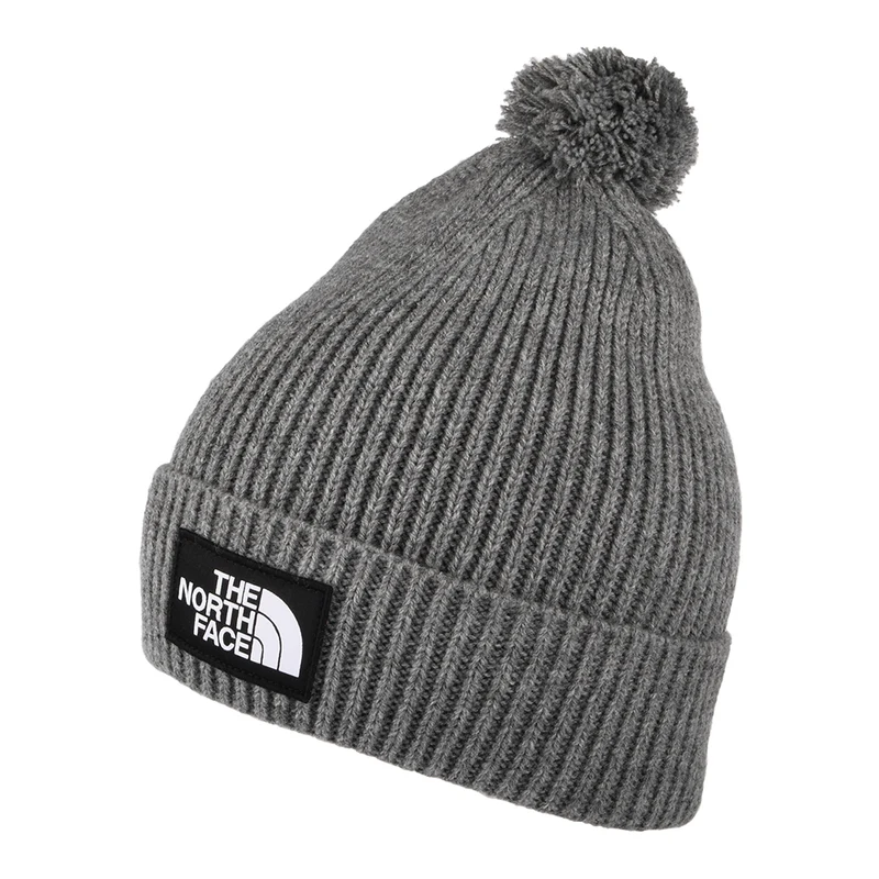 Bonnet à Pompon Recyclé TNF Logo Box Pom gris chiné THE NORTH FACE