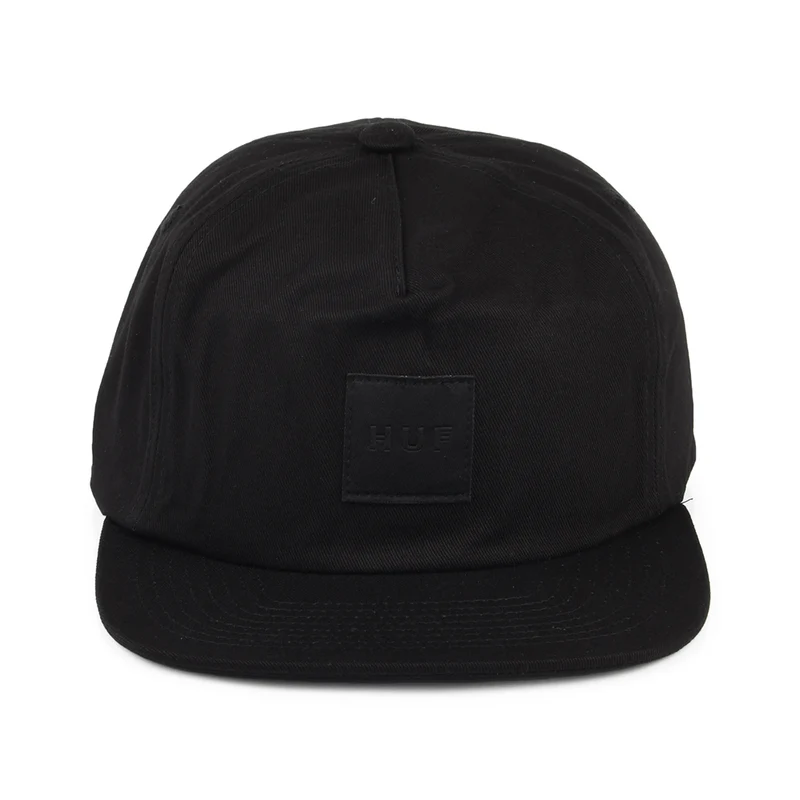 Casquette Snapback Non Structurée Box Logo noir sur noir HUF