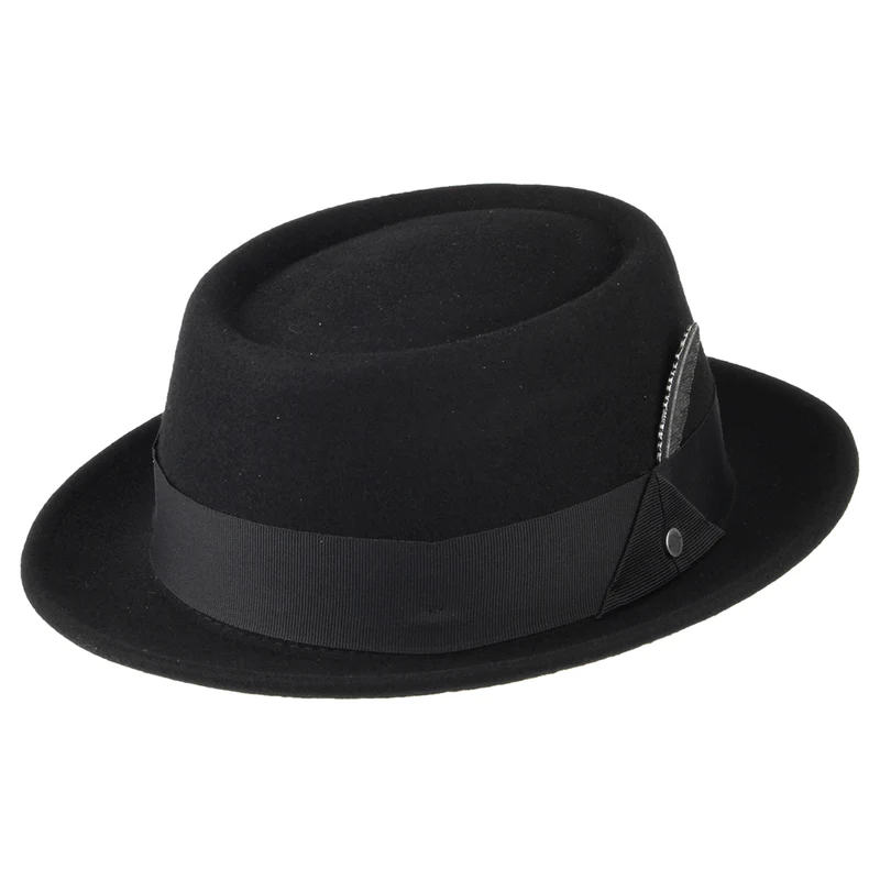 Chapeau Pork Pie en Laine Feutrée Hydrofuge noir STETSON