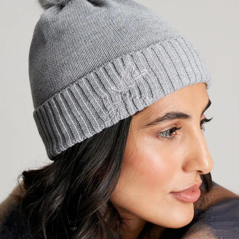 Bonnet à Pompon Libellule Stafford gris JOULES